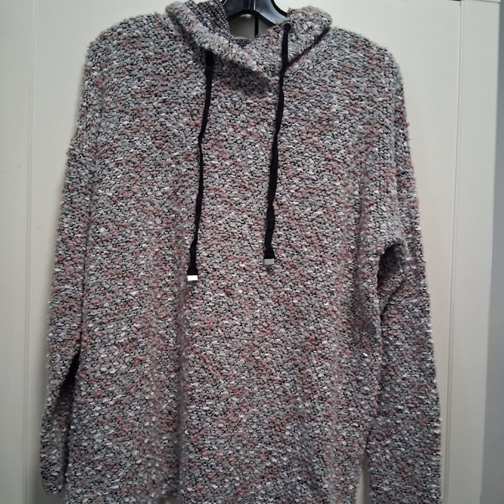 Jones New York Nubby Knit Hoodie Sweater Sz L